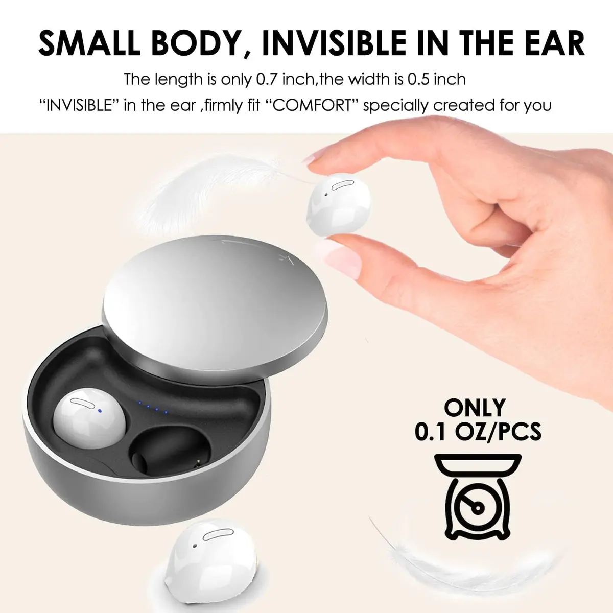 Xmenha Mini Invisible Wireless Earbuds Bluetooth 5.0 | Discreet Sleep Earbuds for Small Ears - view 2