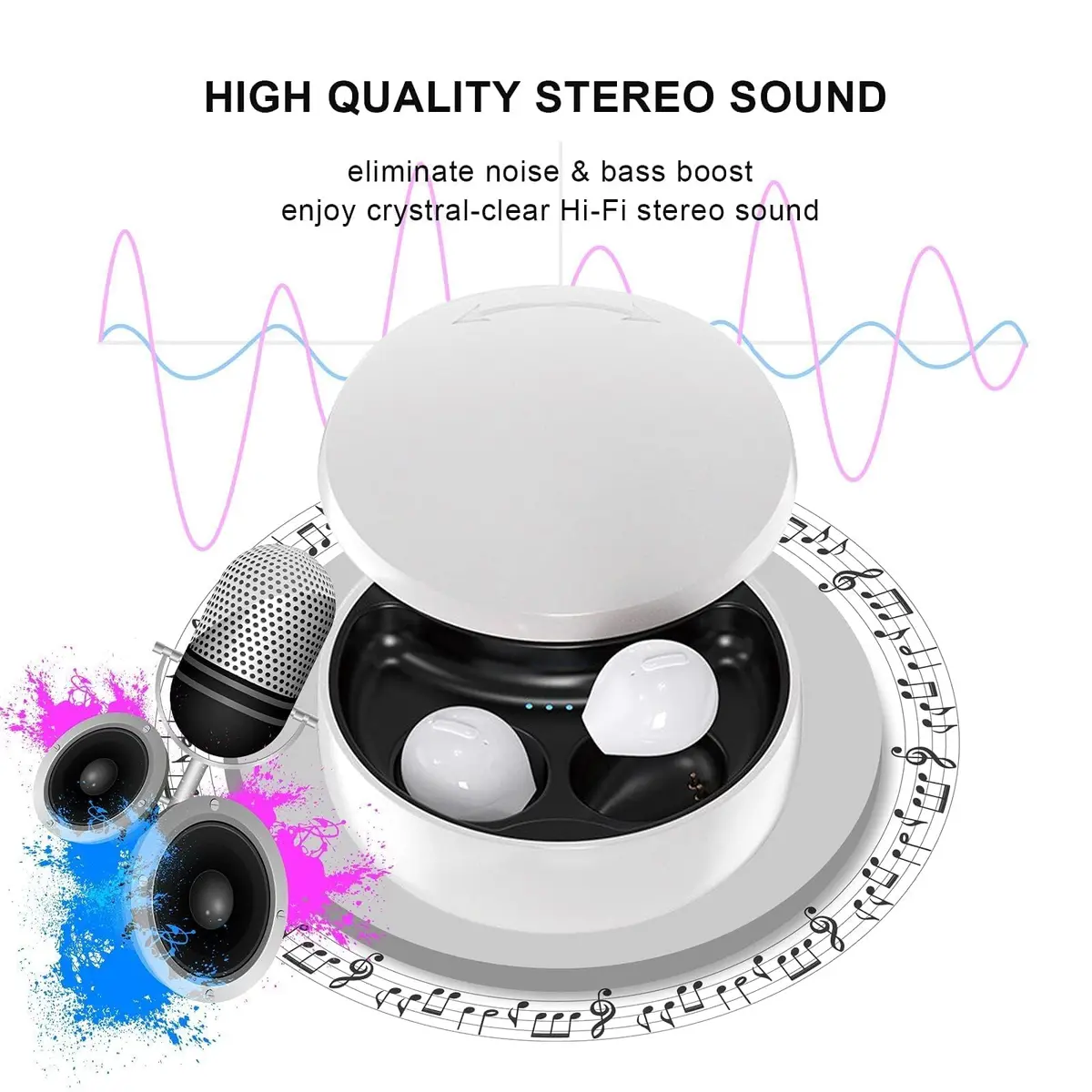 Xmenha Mini Invisible Wireless Earbuds Bluetooth 5.0 | Discreet Sleep Earbuds for Small Ears - view 4