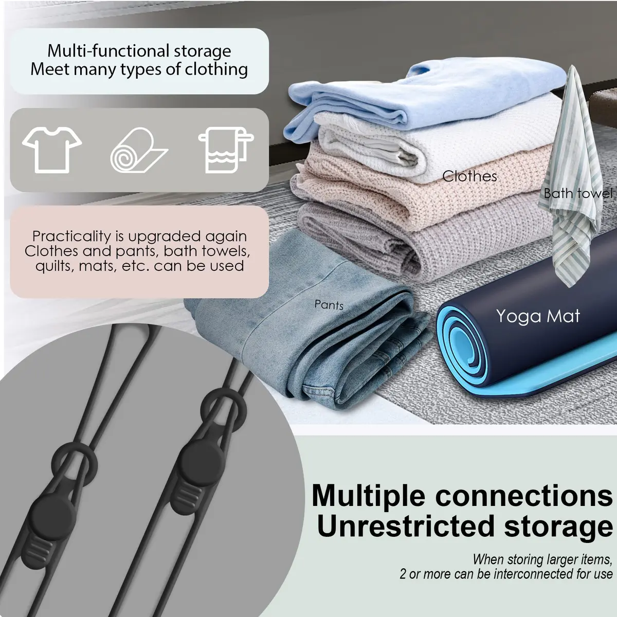Nearockle Silicone Cable Ties, 16 Pcs, Black | Reusable, Elastic & Multifunctional Cable Organizer - view 4