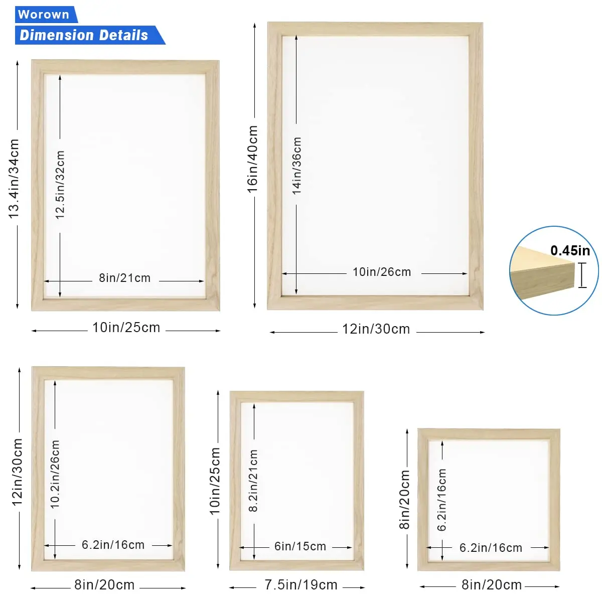 Worown 5 Sizes Wooden Paper Making Frames | DIY Eco-Friendly Craft Kit for Handmade Paper - view 2