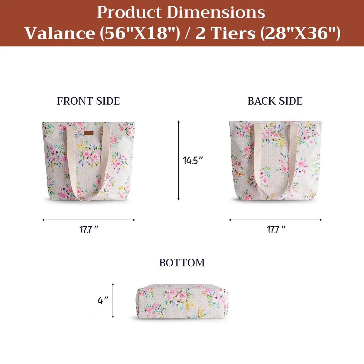 Maison d' Hermine Sweet Rose Lavender Cotton Canvas Tote Bag 45cm (17.7") | Reusable Shoulder Grocery Bag - view 4