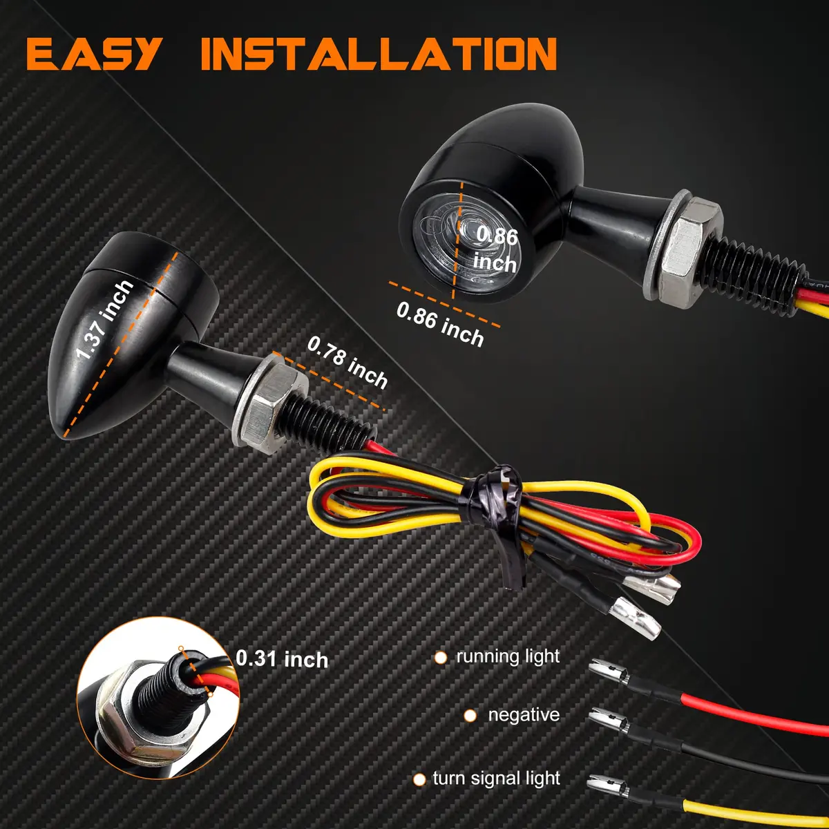 QUASCO Motorcycle LED Turn Signals Amber/Red | Universal 12V Blinkers for Harley Honda Suzuki Yamaha - view 5