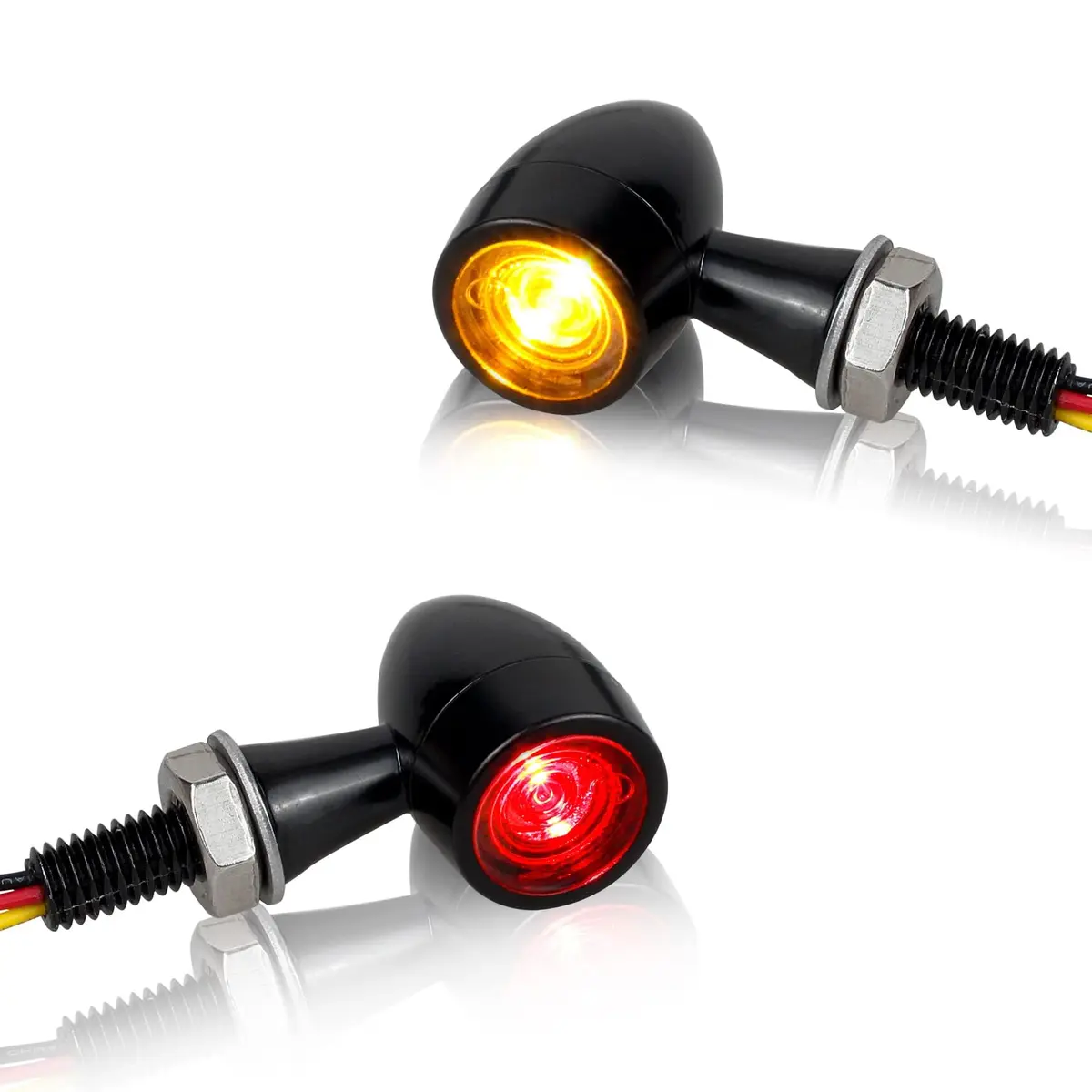 QUASCO Motorcycle LED Turn Signals Amber/Red | Universal 12V Blinkers for Harley Honda Suzuki Yamaha - main product image