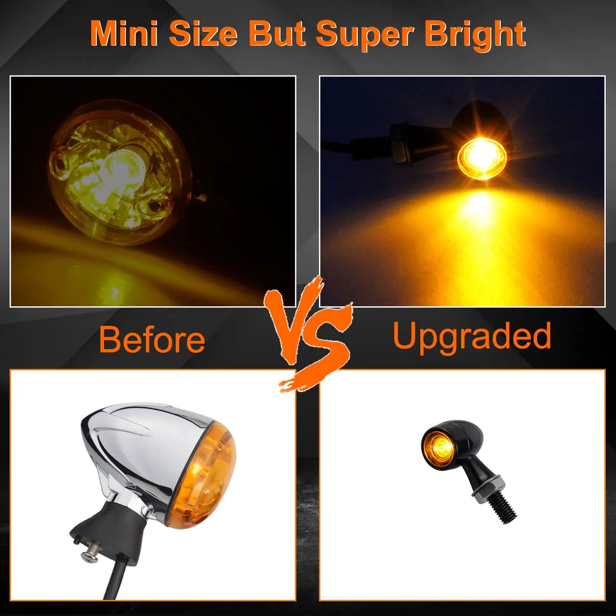QUASCO Motorcycle LED Turn Signals Amber/Red | Universal 12V Blinkers for Harley Honda Suzuki Yamaha - view 3