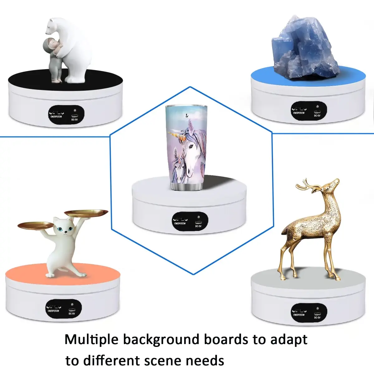YVV Electric Rotating Display Stand 16cm (6.3in) | Mute 360° Automatic Turntable for Product Photography & Crafts - view 2