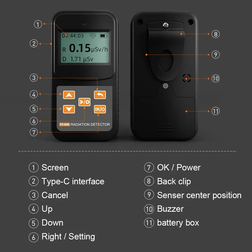 MOESAPU FS-600 Nuclear Radiation Detector Geiger Counter with Click Sound | 145g (5.1 oz) - view 7