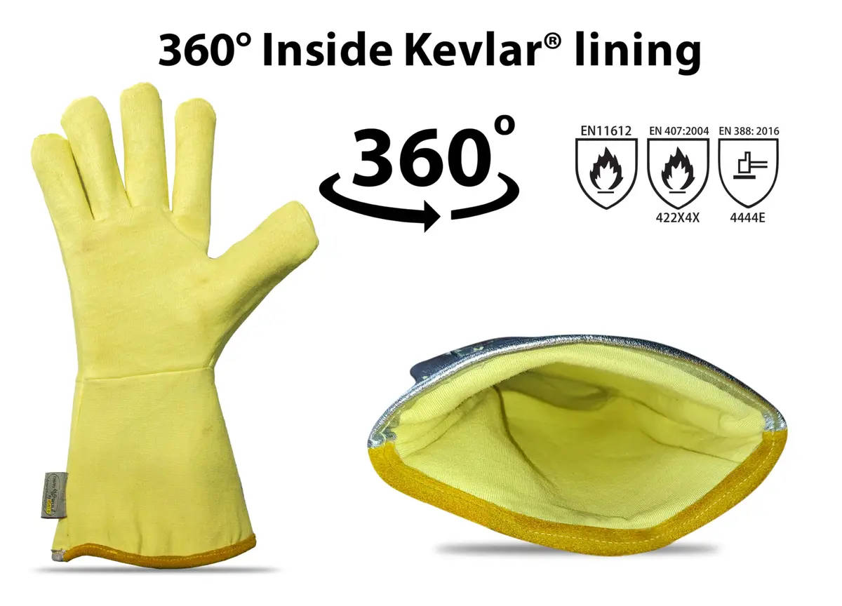 SpecxArmor Graywolf Heat Resistant Welding Glove Large | Fireproof, Kevlar & Leather | 1472°F - view 6