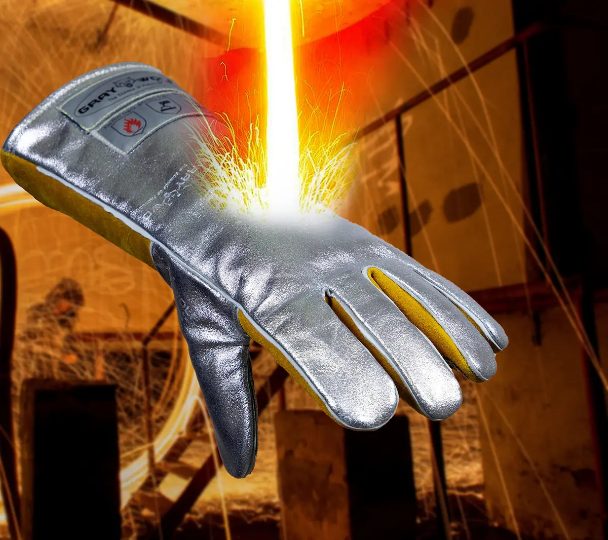 SpecxArmor Graywolf Heat Resistant Welding Glove Large | Fireproof, Kevlar & Leather | 1472°F - view 7