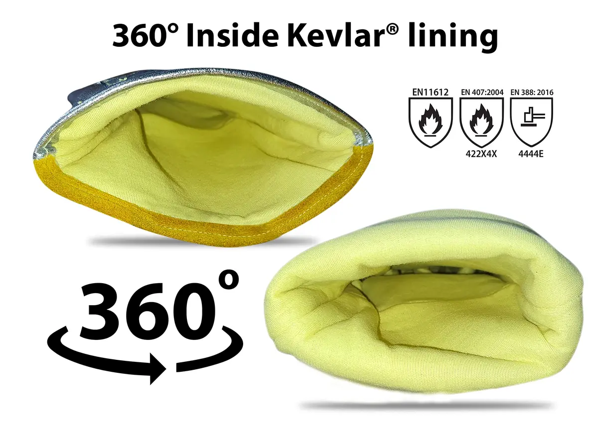 SpecxArmor Graywolf Heat Resistant Welding Glove Large | Fireproof, Kevlar & Leather | 1472°F - view 9