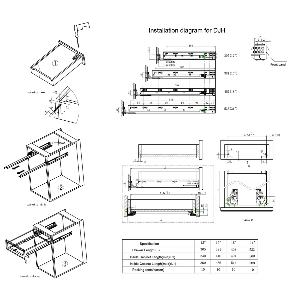 Betesy Hardware 6 Pairs 15 Inch Undermount Soft Close Drawer Slides | Heavy Duty, Silent Operation - view 7