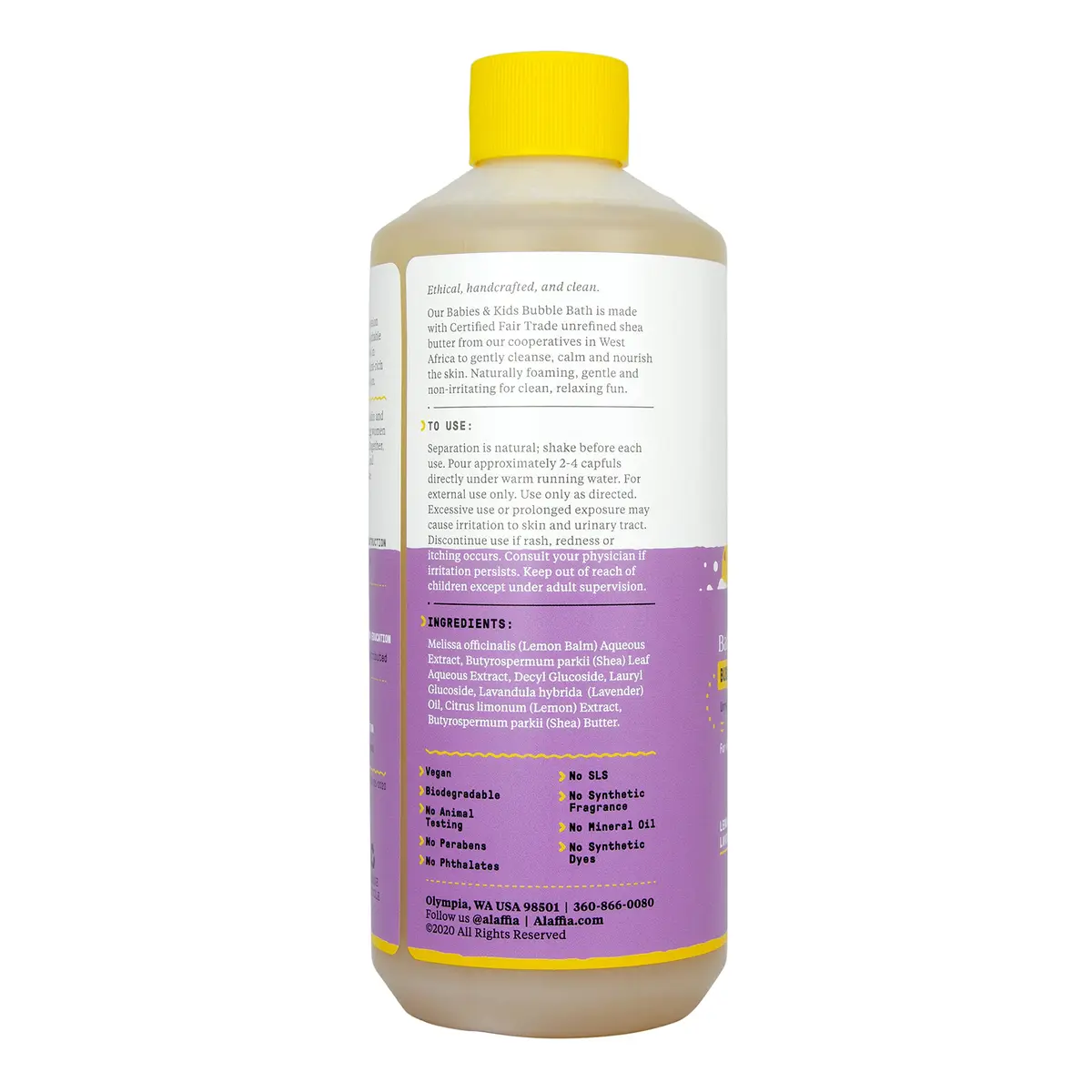 Alaffia Babies and Kids Bubble Bath 16 Fl Oz | Gentle, Plant-Based, Paraben & Sulfate-Free, Vegan, Lemon Lavender - view 4