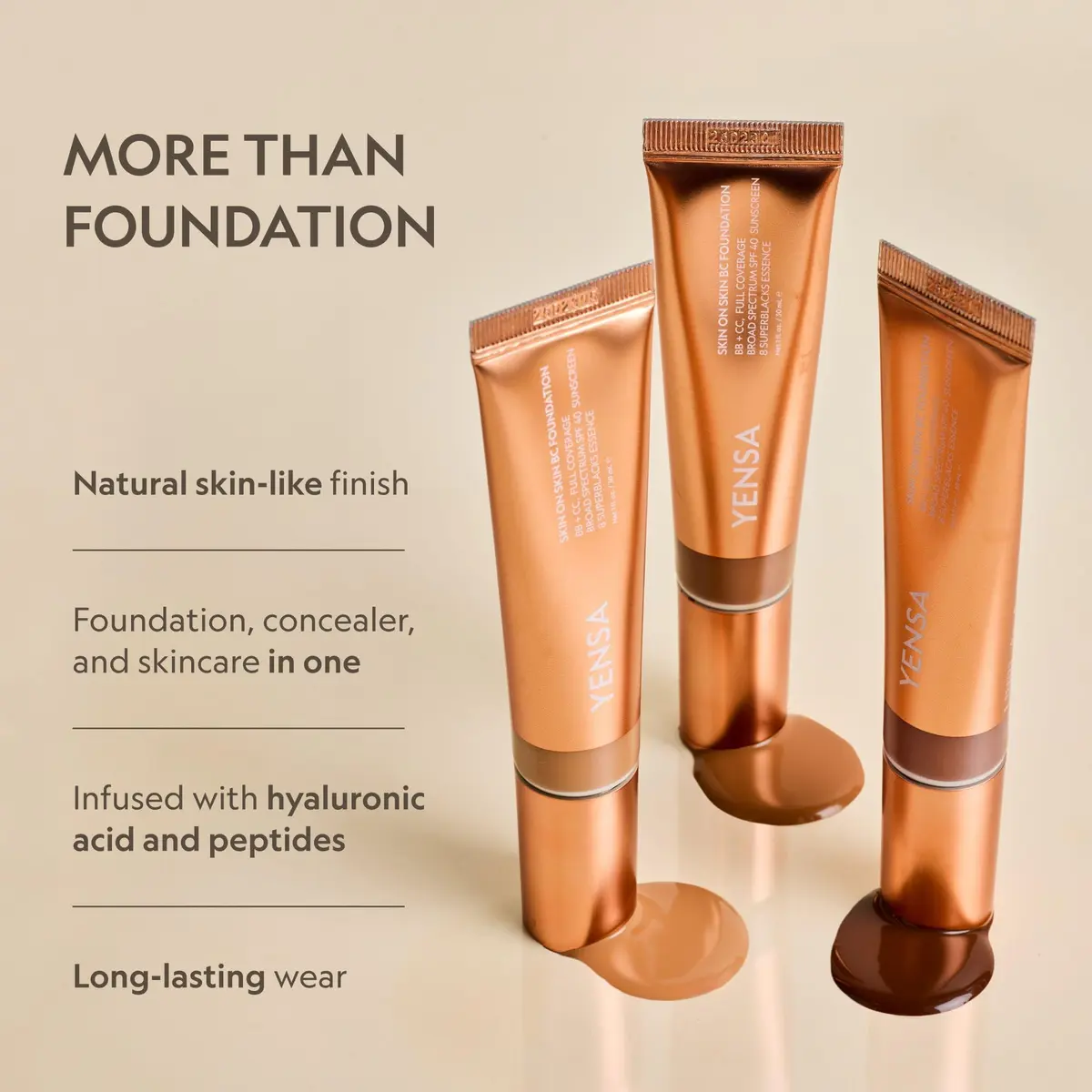 YENSA BC Foundation Full Coverage SPF 40 1 oz | Hydrating Korean Skin Care Makeup - view 5