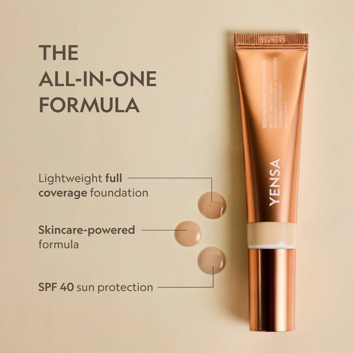 YENSA BC Foundation Full Coverage SPF 40 1 oz | Hydrating Korean Skin Care Makeup - view 2