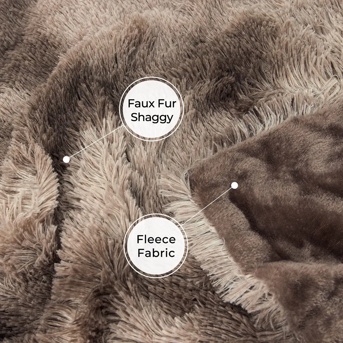 Tuddrom Tie Dye Brown Faux Fur Throw Blanket 127cm x 152cm | Soft, Lightweight, and Cozy for Couch and Bed - view 7