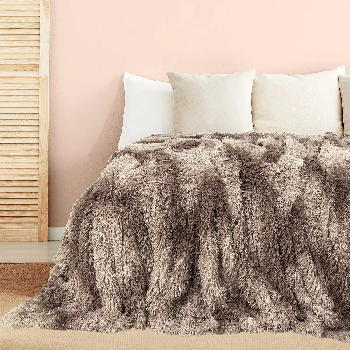 Tuddrom Tie Dye Brown Faux Fur Throw Blanket 127cm x 152cm | Soft, Lightweight, and Cozy for Couch and Bed - view 8