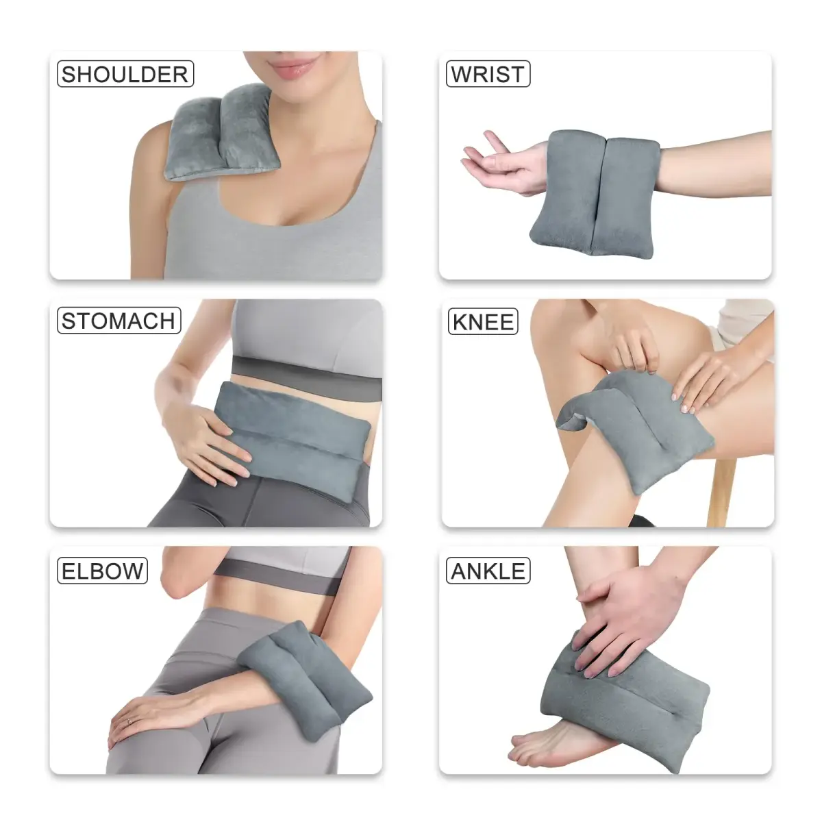 Atsuwell Microwave Heating Pad 6 x 11'' Grey | Moist Heat Pack for Cramps & Joint Relief - view 3