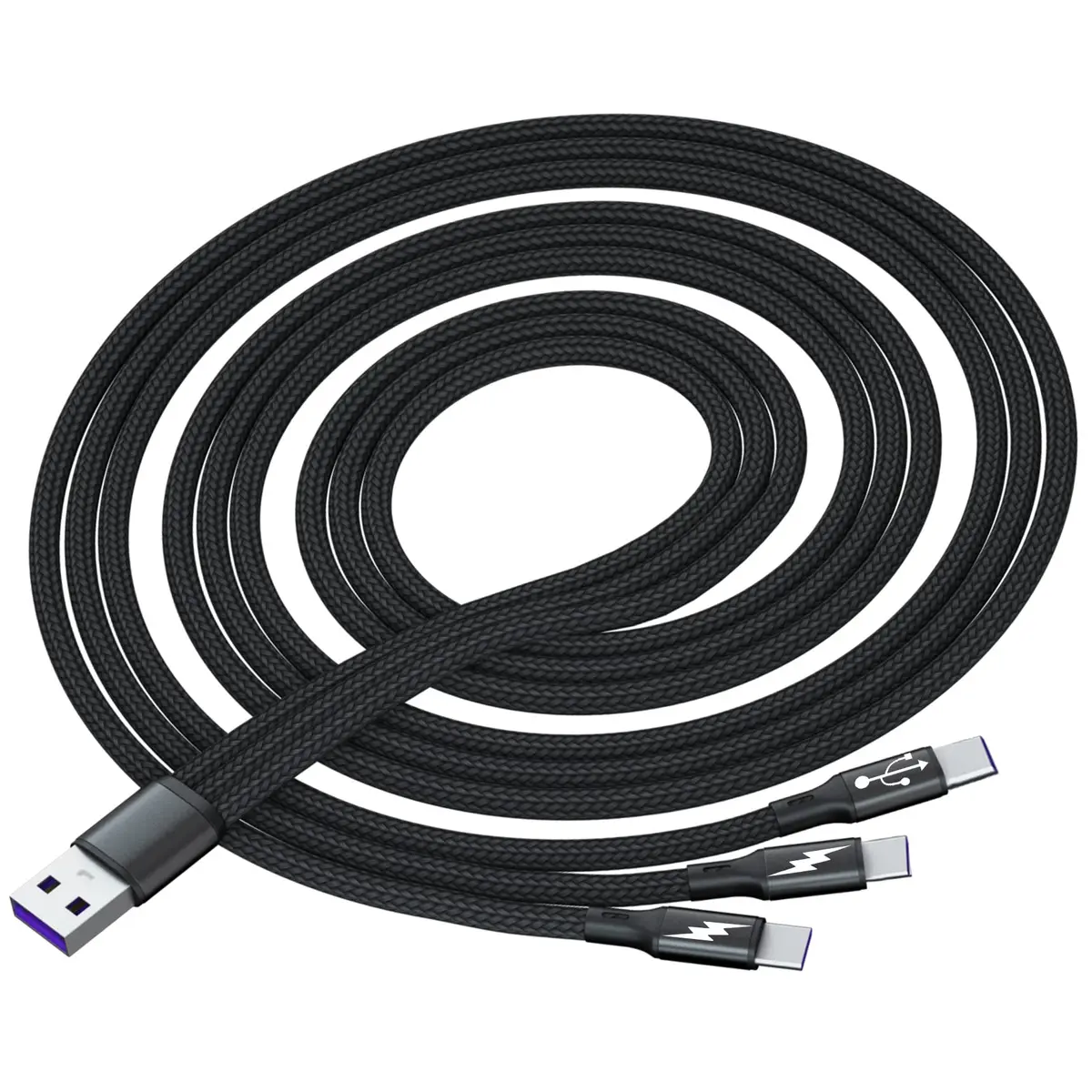 GELRHONR USB C Splitter Cable,3-in-1 Nylon Braided,3.9FT,Fast Charge 5A,Compatible with Android & More - main product image