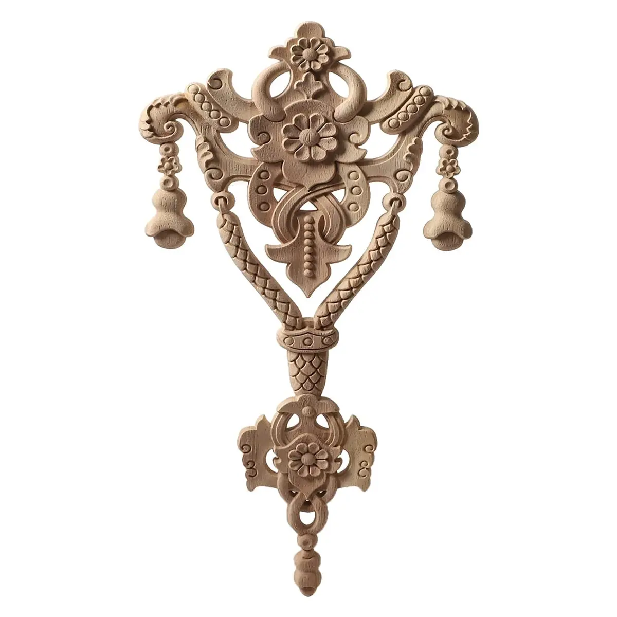 Beoot Wood Carved Corner Furniture Onlay Applique 38x19cm (14.96x7.48inch) | European Style Home Decor - view 2
