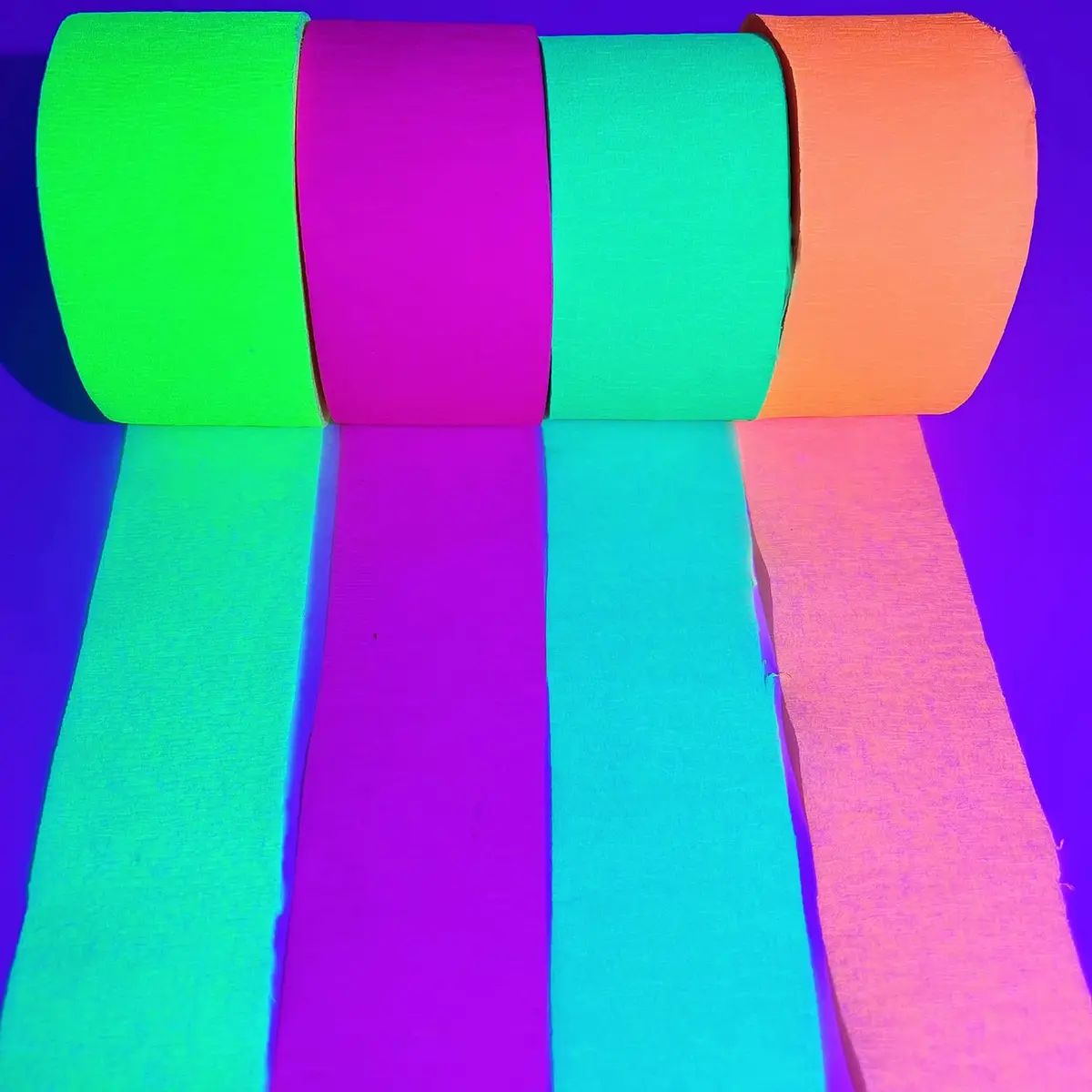 MFLUEEWR Blacklight Party Streamer Decorations 8 Rolls 840ft Glow Crepe Paper | UV Reactive Neon Streamers for Parties - view 7