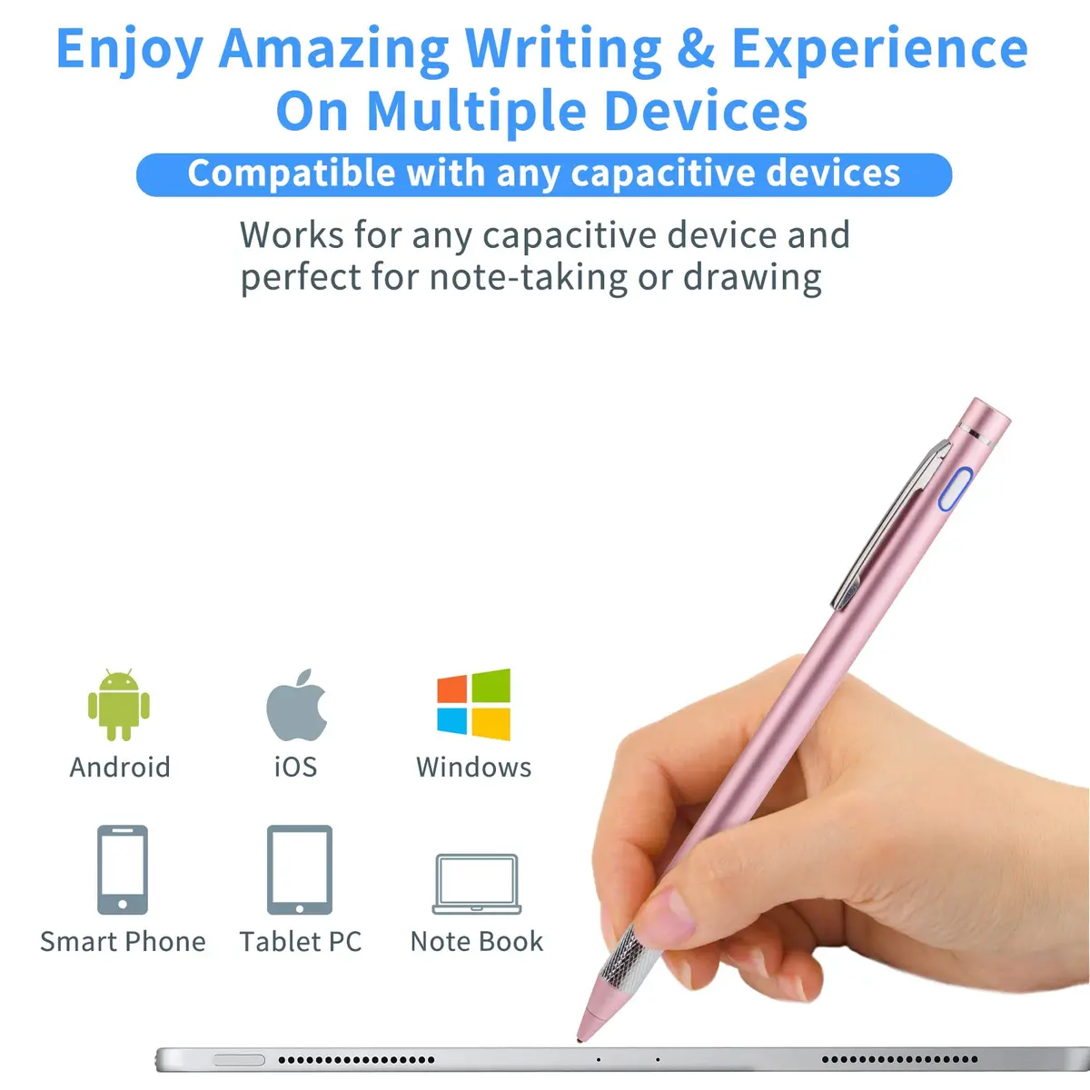 Minilabo Stylus Pencil for iPhone 14/15/16/17 Pro Max Pen, Pink | Precise Active Stylus with 1.5mm Tip - view 3