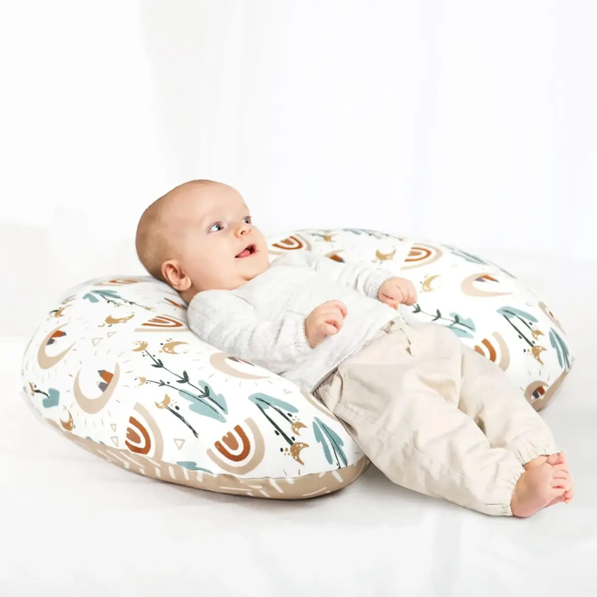 GRSSDER Nursing Pillow Cover Rainbow Pattern | Stretchy Minky Removable Slipcover for Breastfeeding Pillows - view 7