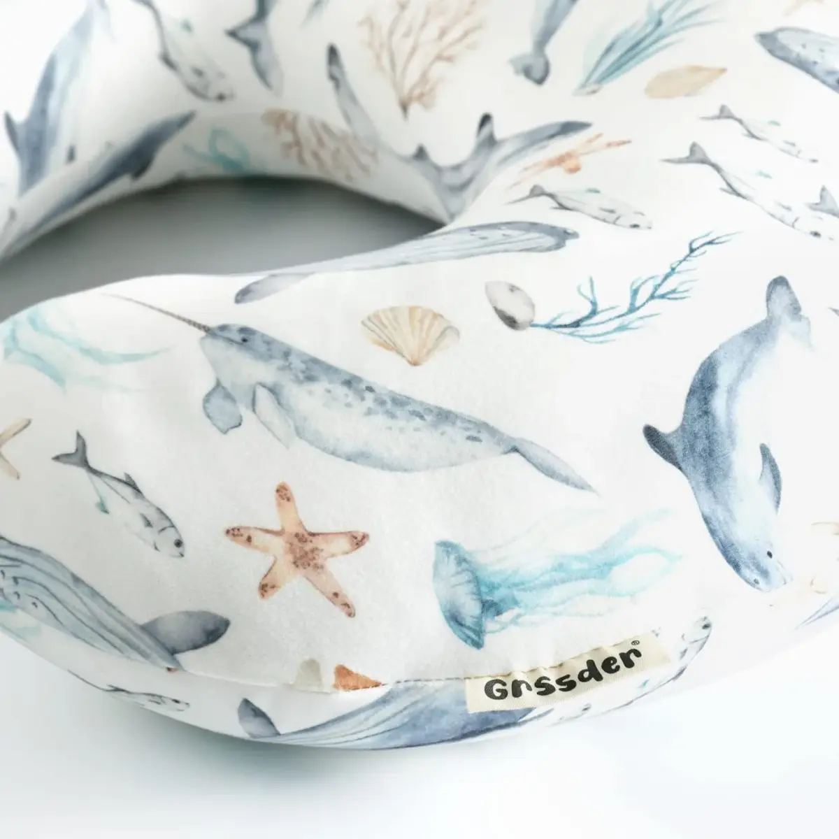 GRSSDER Stretchy Minky Nursing Pillow Cover - Whale Sea World Pattern - 55cm x 50cm (21.7" x 19.7") - view 5