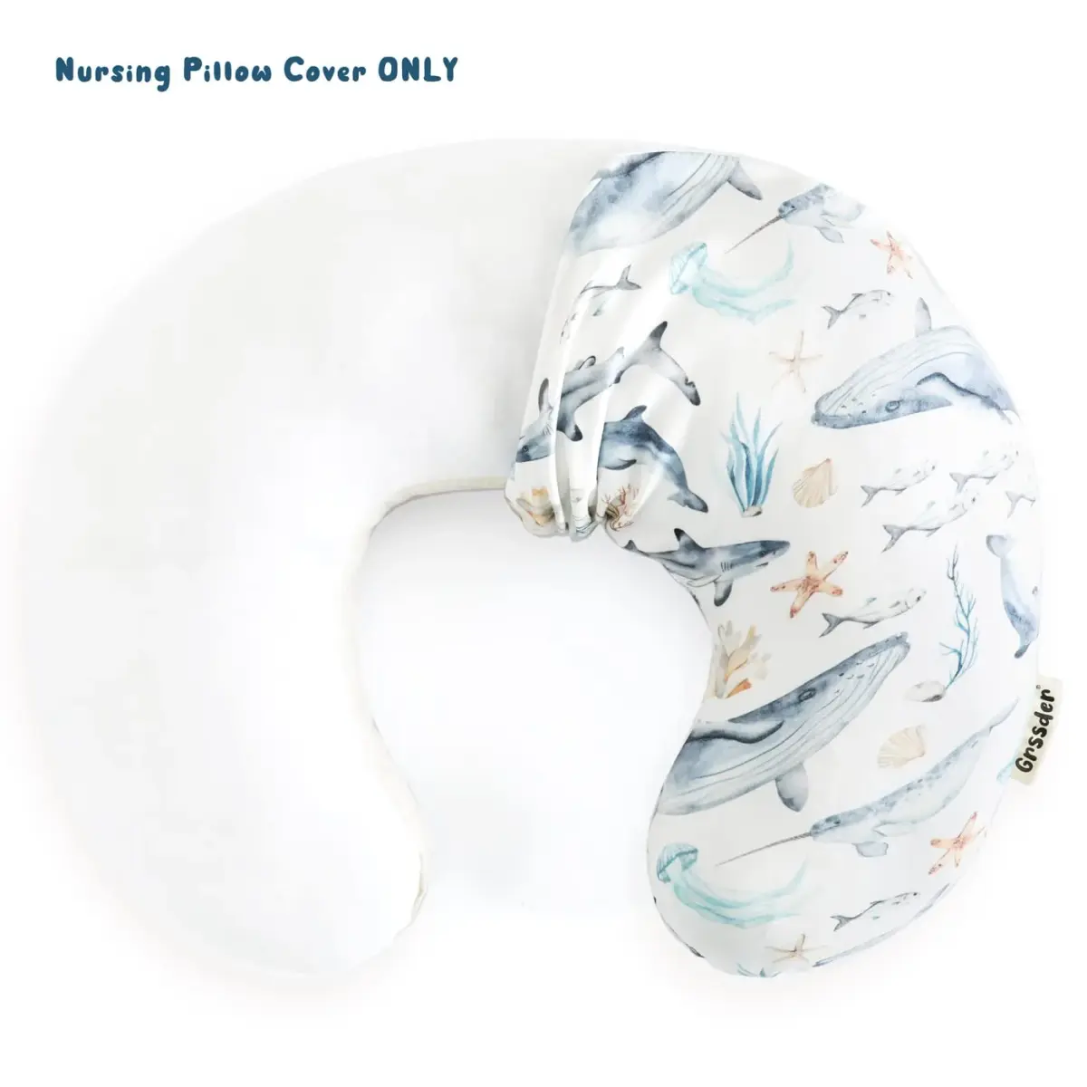 GRSSDER Stretchy Minky Nursing Pillow Cover - Whale Sea World Pattern - 55cm x 50cm (21.7" x 19.7") - view 6
