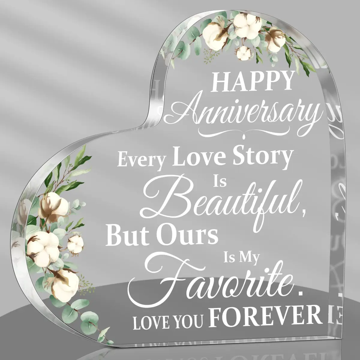 Yulejo Acrylic Heart Decorative Sign (15.1 x 15.1 x 1.4 cm / 5.9 x 5.9 x 0.55 inches) | Romantic Anniversary Gift for Her - main product image