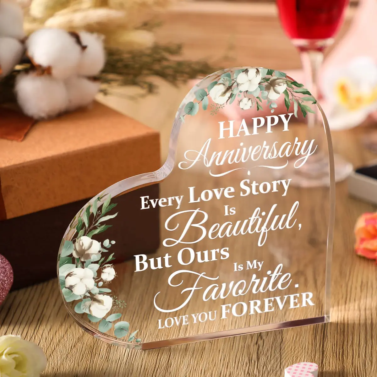 Yulejo Acrylic Heart Decorative Sign (15.1 x 15.1 x 1.4 cm / 5.9 x 5.9 x 0.55 inches) | Romantic Anniversary Gift for Her - view 8