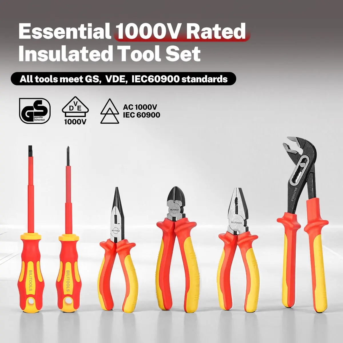 BILITOOLS 12-Piece Insulated Screwdriver & Pliers Set | VDE Certified for 1000V Electrical Work - view 6