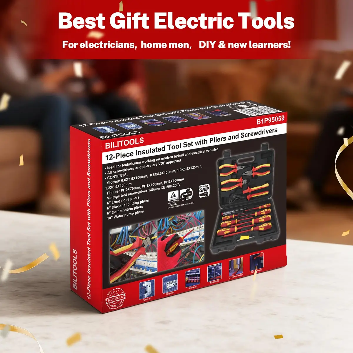 BILITOOLS 12-Piece Insulated Screwdriver & Pliers Set | VDE Certified for 1000V Electrical Work - view 9