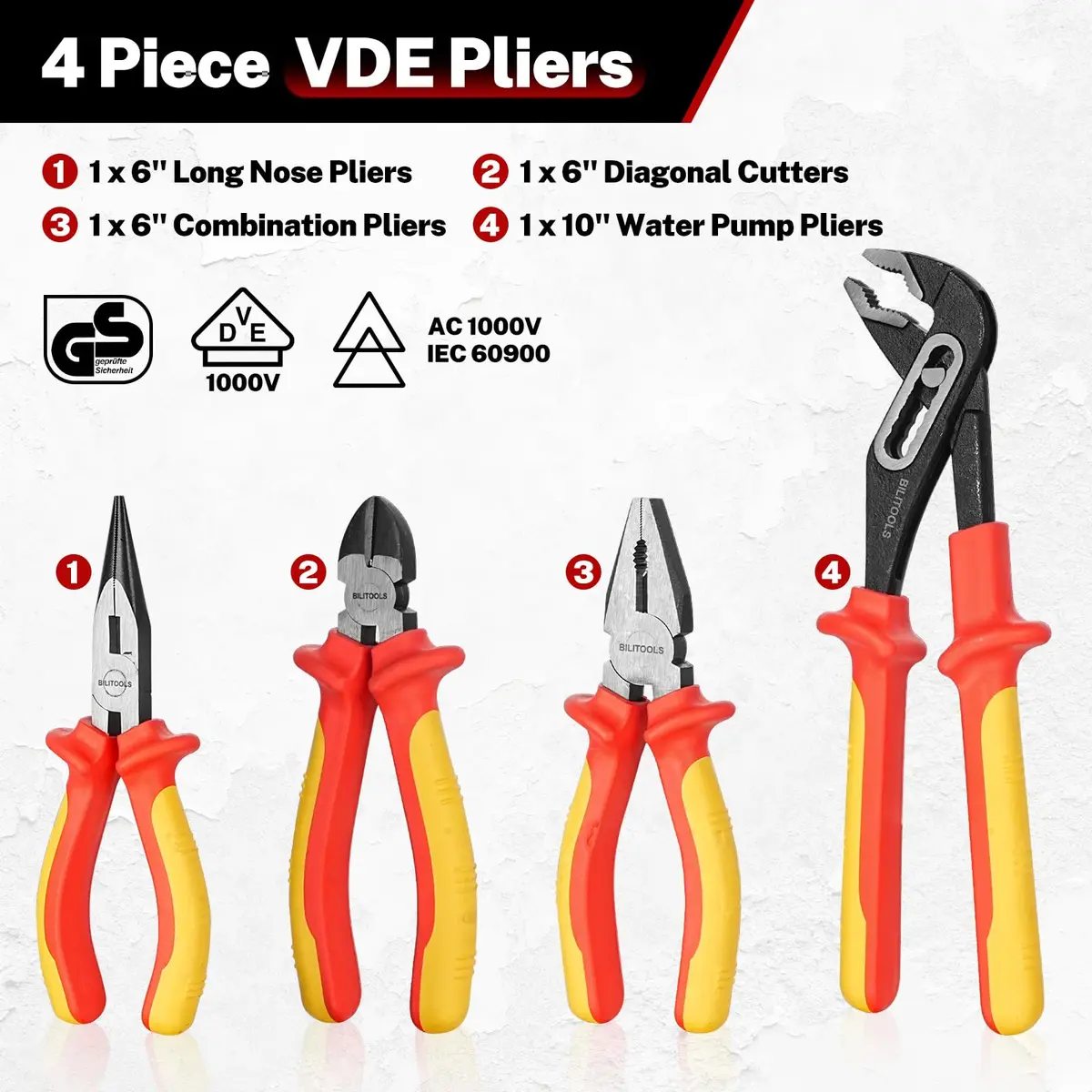 BILITOOLS 12-Piece Insulated Screwdriver & Pliers Set | VDE Certified for 1000V Electrical Work - view 2