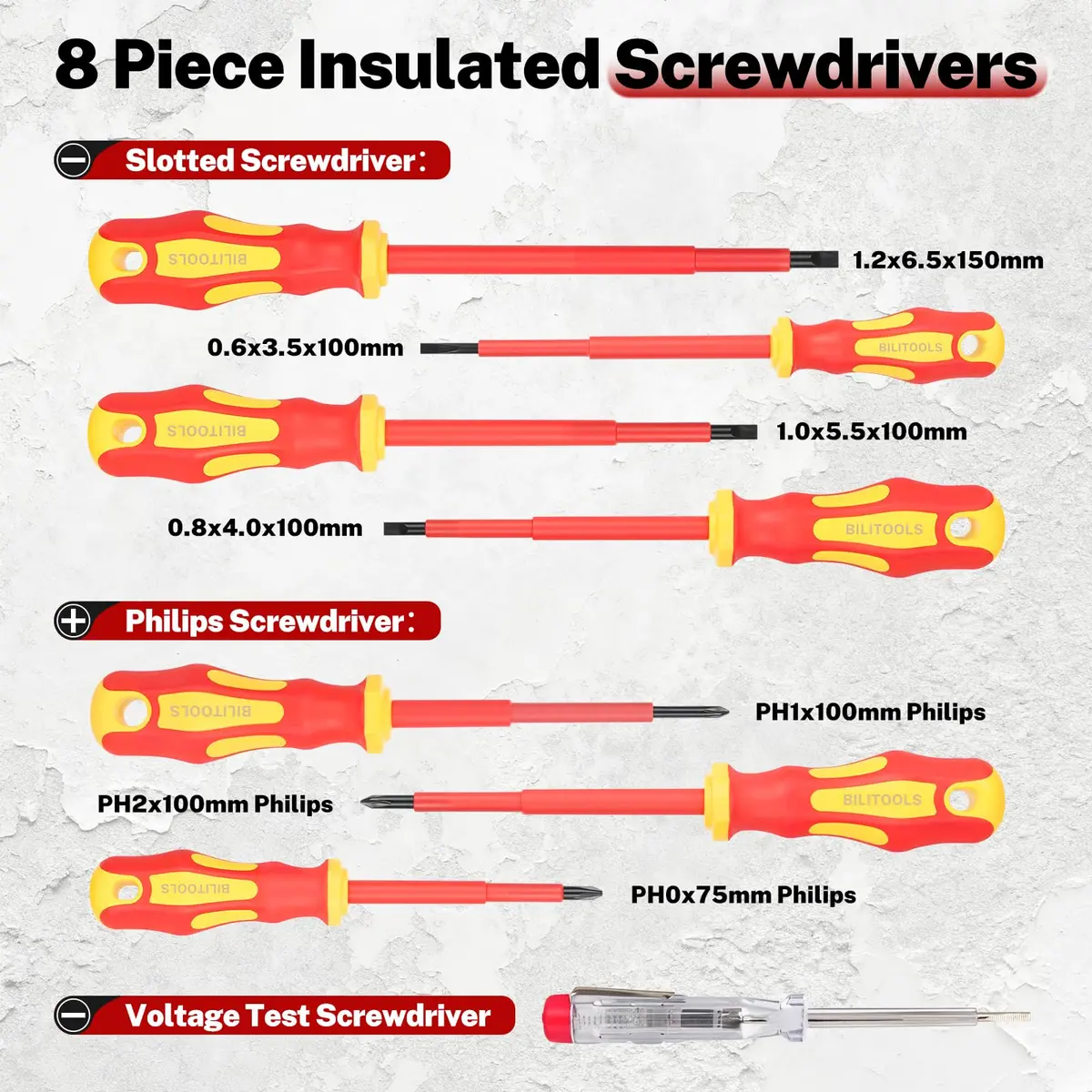 BILITOOLS 12-Piece Insulated Screwdriver & Pliers Set | VDE Certified for 1000V Electrical Work - view 3