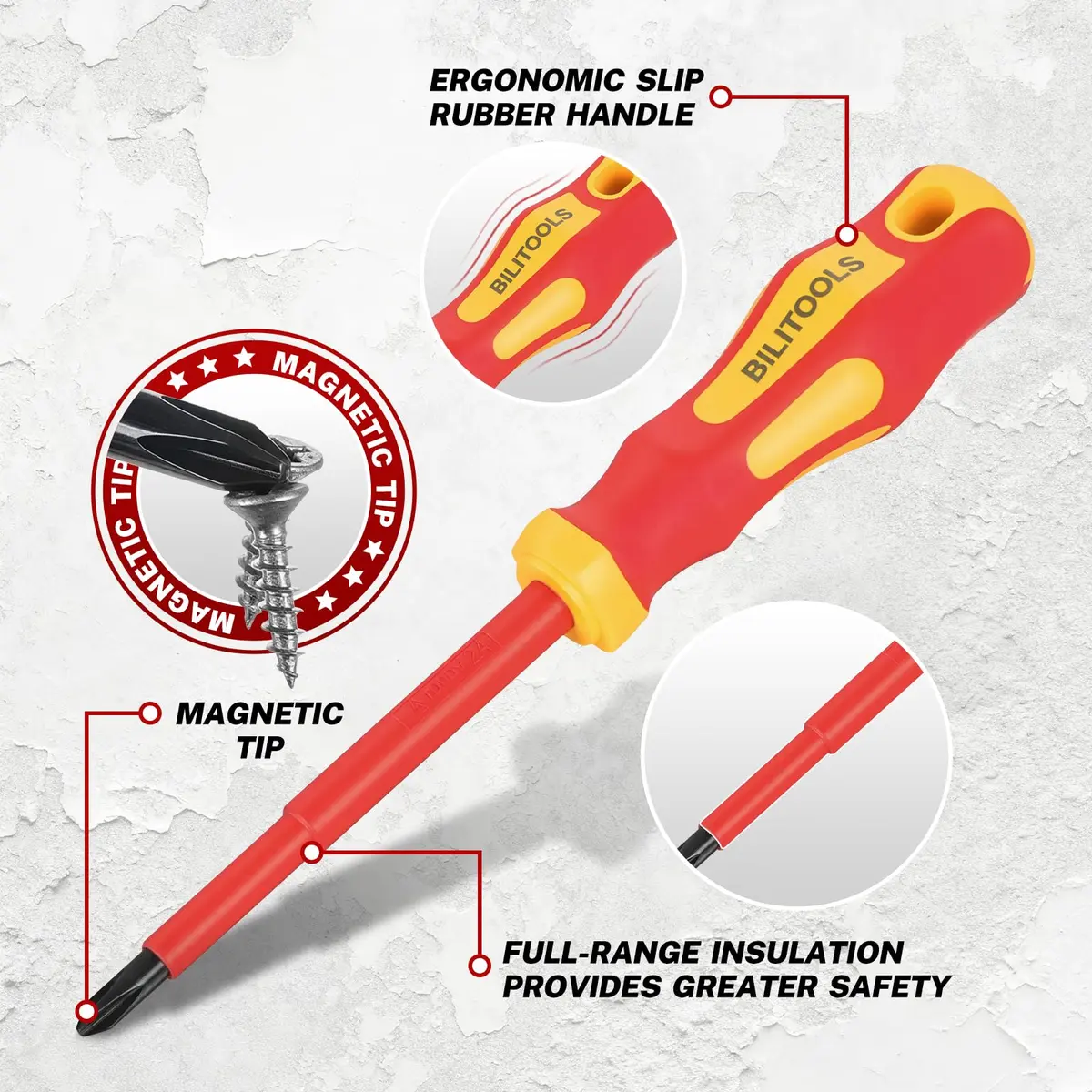 BILITOOLS 12-Piece Insulated Screwdriver & Pliers Set | VDE Certified for 1000V Electrical Work - view 4