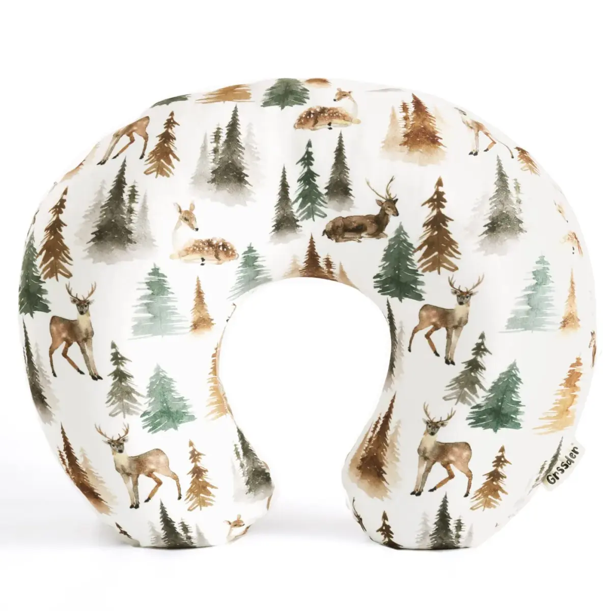 GRSSDER Watercolor Forest Deer Nursing Pillow Cover 50cm x 60cm (25" x 23") | Stretchy Minky Slipcover for Breastfeeding Pillows - main product image