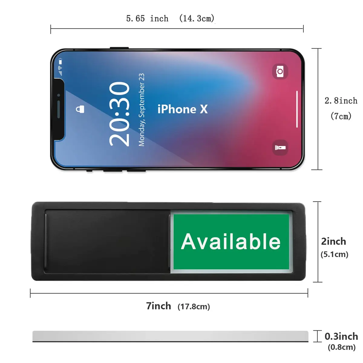 LoYinLo In Use or Available Sign, 7" x 2" Black | Magnetic Slider Door Indicator for Home & Office - view 4