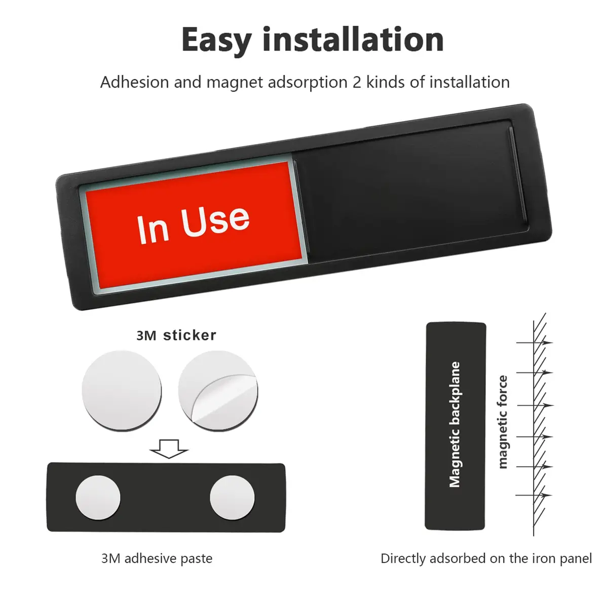 LoYinLo In Use or Available Sign, 7" x 2" Black | Magnetic Slider Door Indicator for Home & Office - view 2