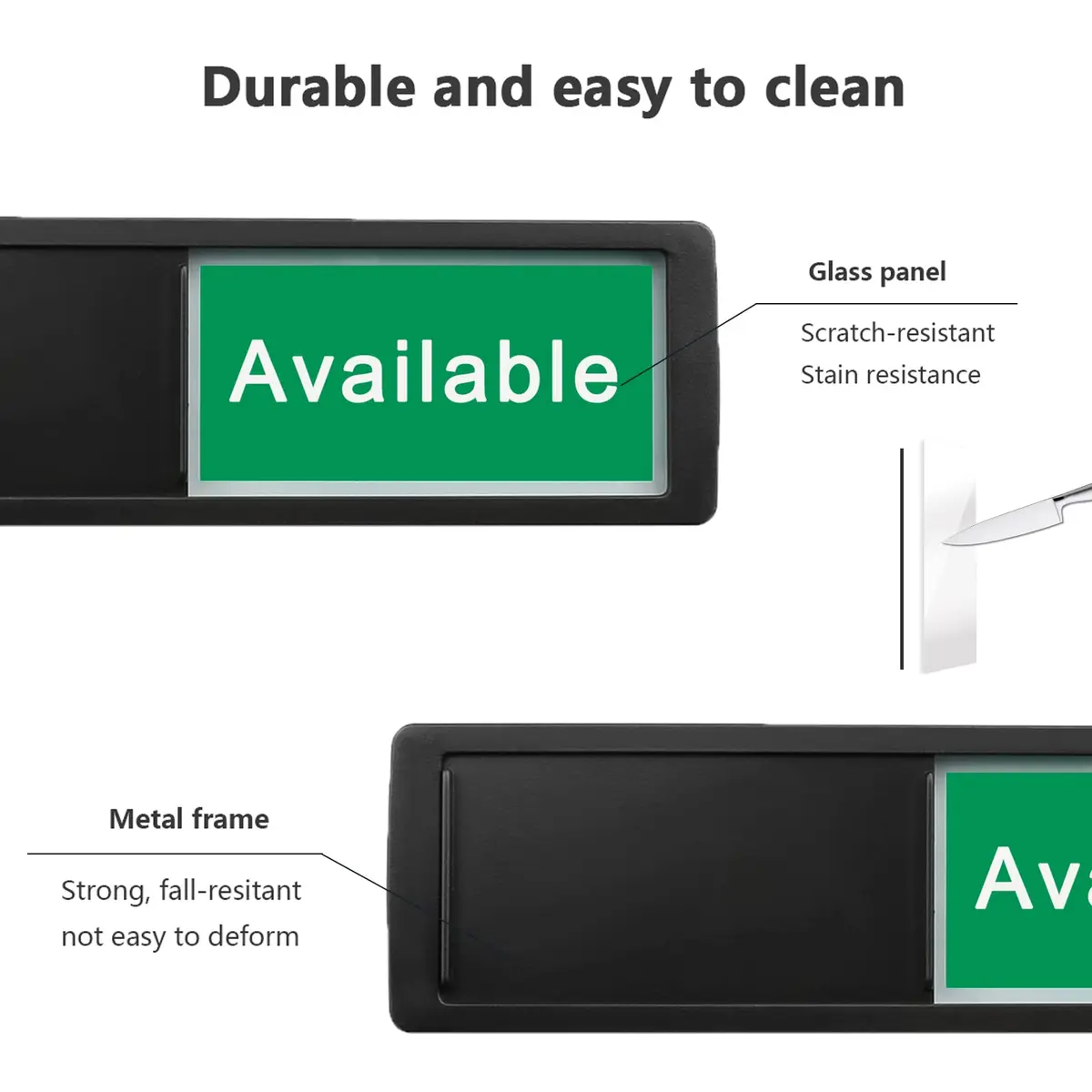 LoYinLo In Use or Available Sign, 7" x 2" Black | Magnetic Slider Door Indicator for Home & Office - view 3