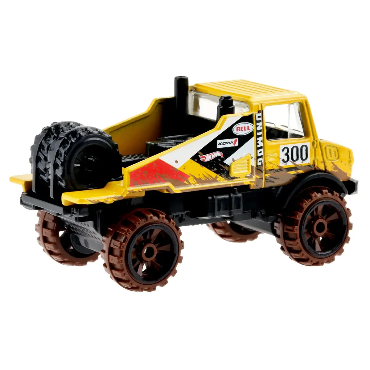 Hot Wheels Mercedes-Benz Unimog 1300 Off-Road Mud Runners 1/64 Scale Yellow | Durable Metal Car for Kids 3-12 - view 2