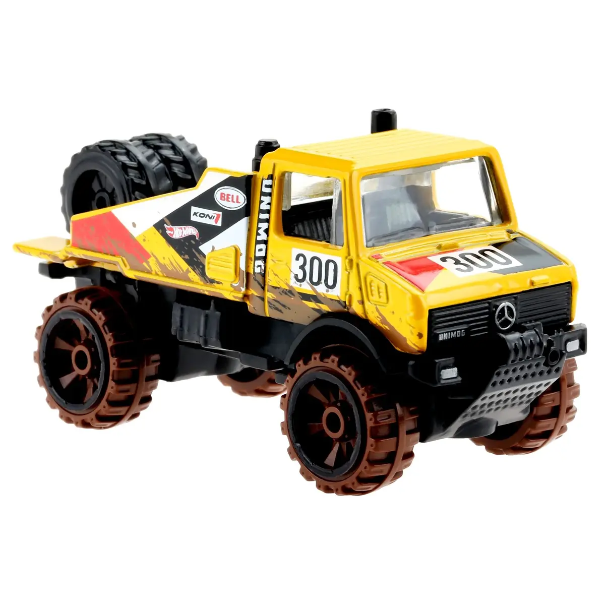 Hot Wheels Mercedes-Benz Unimog 1300 Off-Road Mud Runners 1/64 Scale Yellow | Durable Metal Car for Kids 3-12 - view 3