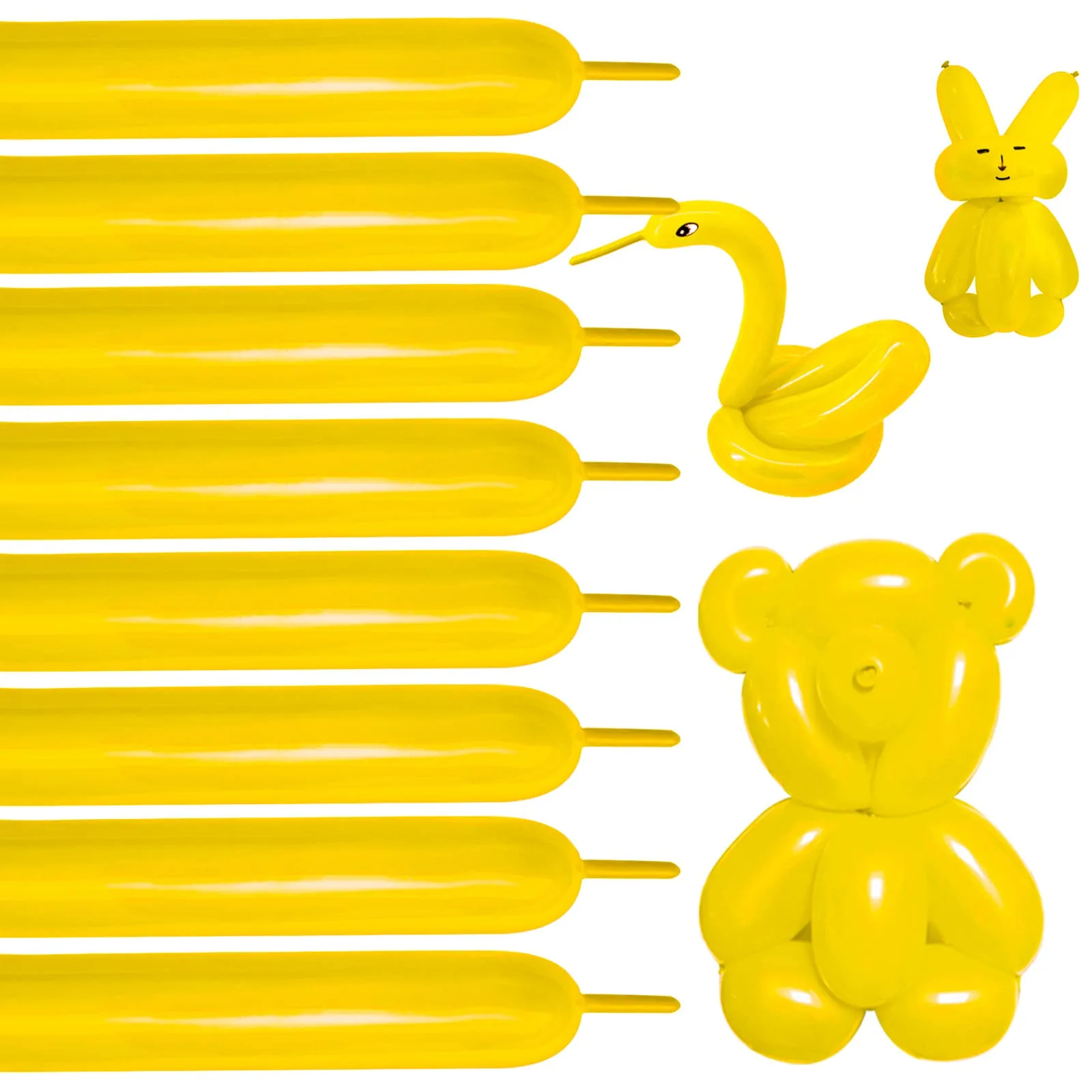 KUULBELA Yellow 100 Count 260Q Balloons | Professional Grade for Balloon Animals & Garlands - main product image