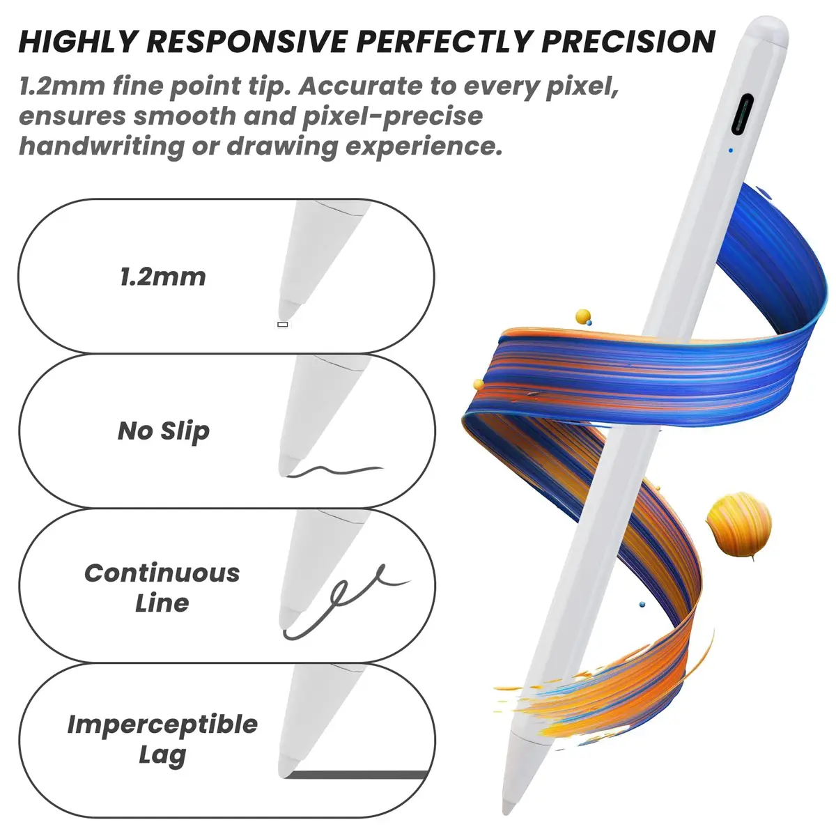 Minilabo iPad Pencil Pro for iPad Pro 11/13-inch M4/M5 | 2X Fast Charge Stylus with Palm Rejection - view 2