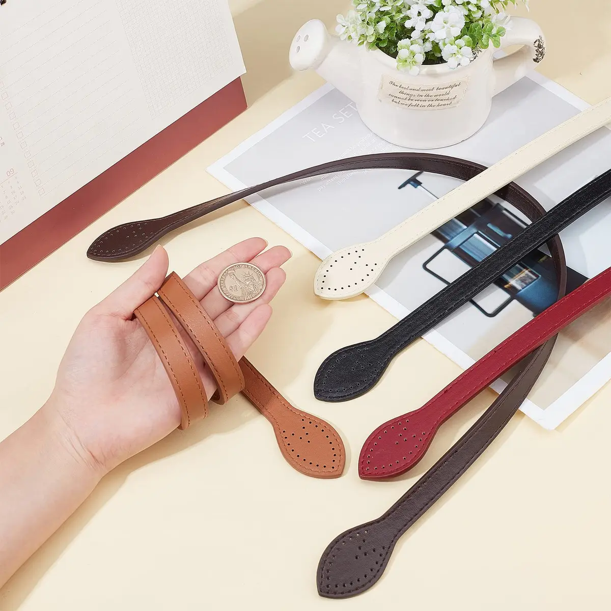 PH PandaHall Leather Purse Straps 23.4" | 5 Colors, 10pcs Bag Handles for DIY Crafts - view 5