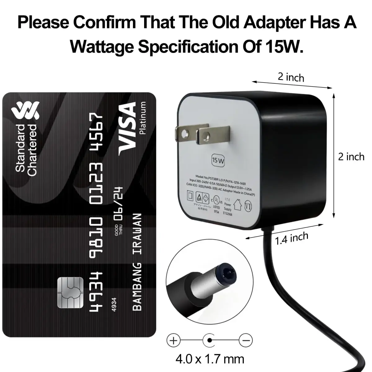 ZTTXL 15W Power Adapter for Echo, Dot 3rd & 4th Gen, Show 5, Spot, Fire TV Cube | 12V 1.25A 15W AC Power Cord - view 6