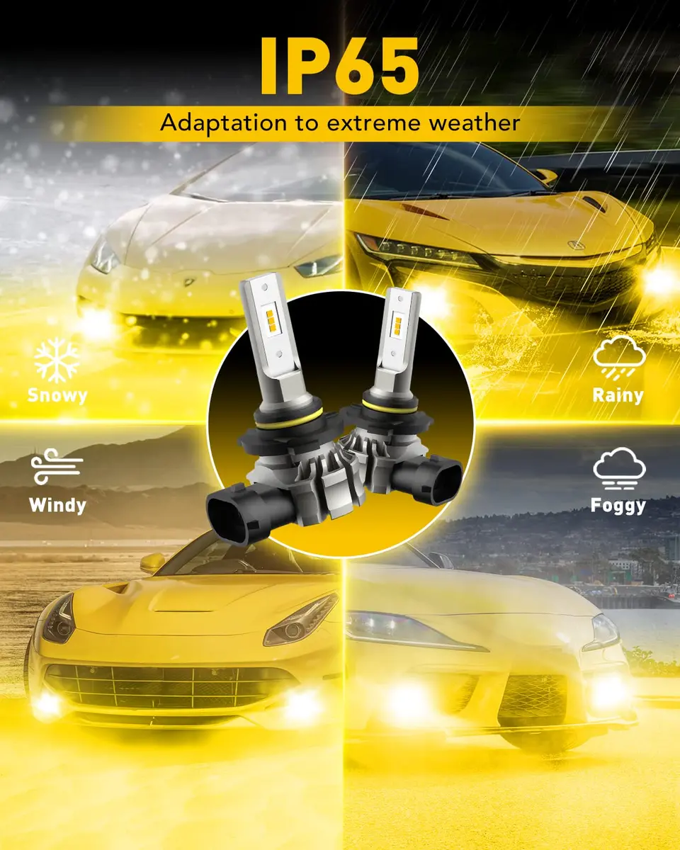 AUXITO 9145 LED Fog Light Bulbs H10 6000LM 3000K Amber Yellow 2-Pack | Brighter Than Halogen - view 6