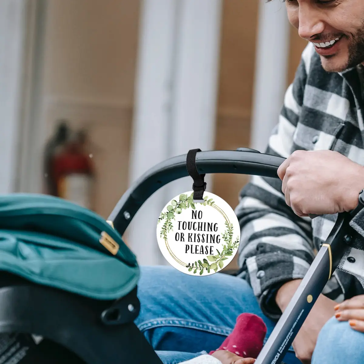 EKSPLODI Don’t Touch Baby Sign, No Kissing Baby Car Seat Sign, 2 Pack, 5 Inches | Baby Safety Sign for Strollers & Car Seats - view 6