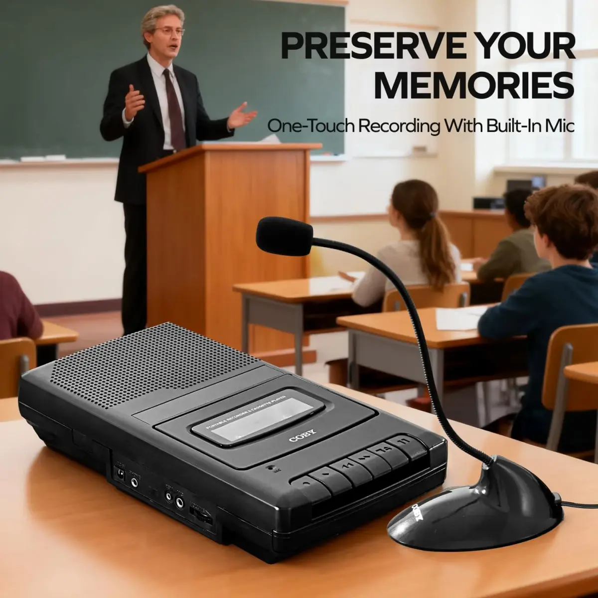 Coby Portable Cassette Player & Voice Recorder CVR42BK Black | Record & Play Cassette Tapes Anywhere - view 3