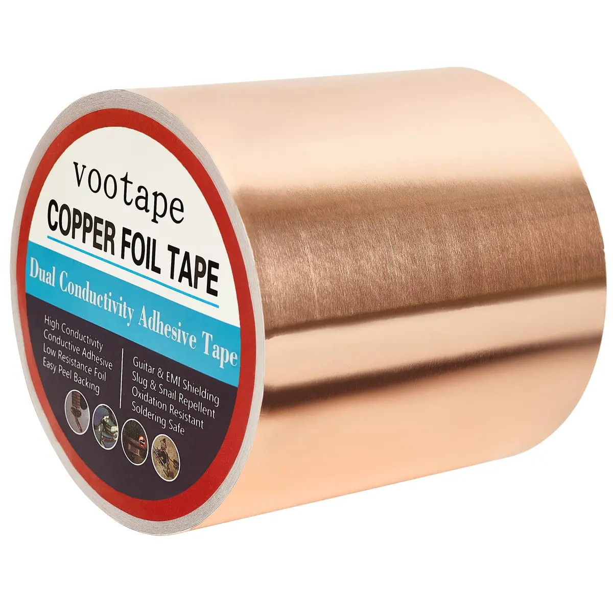 vootape Copper Foil Tape 4 inch x 33ft | Double-Sided Conductive Adhesive for EMI Shielding & Guitar Repairs - main product image