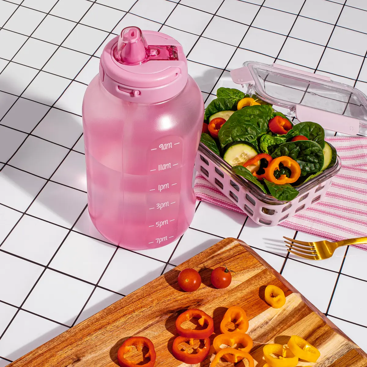 Ello Hydra 64oz Water Jug with Handle & Motivational Markers | Leak-Proof BPA Free Plastic Bottle (64 oz / 1.89L) - view 8
