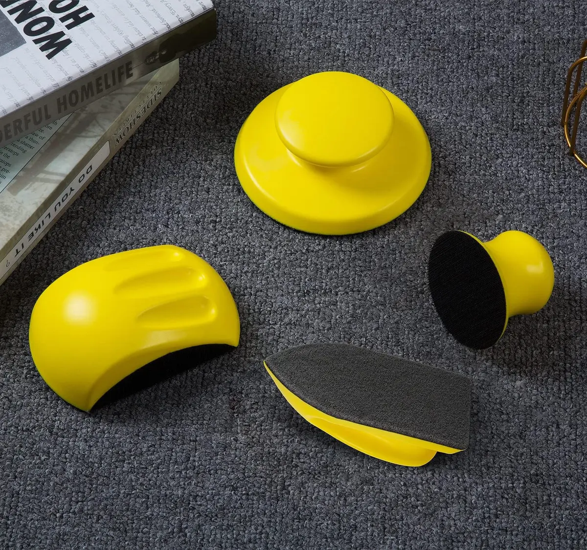 S SATC 4PCS Hook and Loop Sanding Block Set 5 Inch Round and Mouse Shapes | Versatile Sanding for Wood Furniture Restoration - view 6